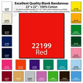 22"x22" Blank Solid Red Imported 100% Cotton Bandanna